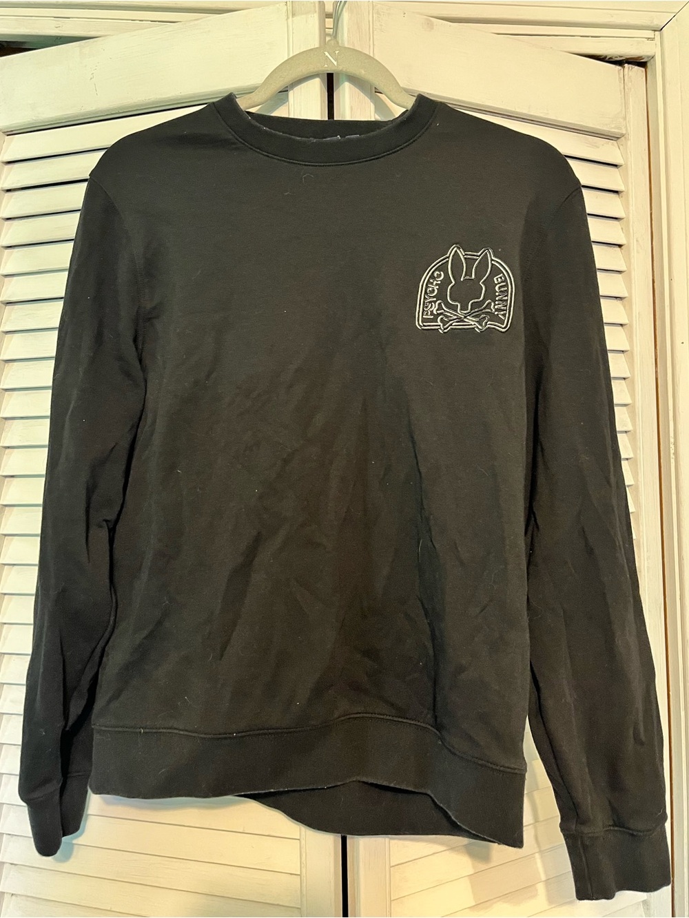Psycho Bunny Black Long Sleeve Tee with Chest Bunny Logo